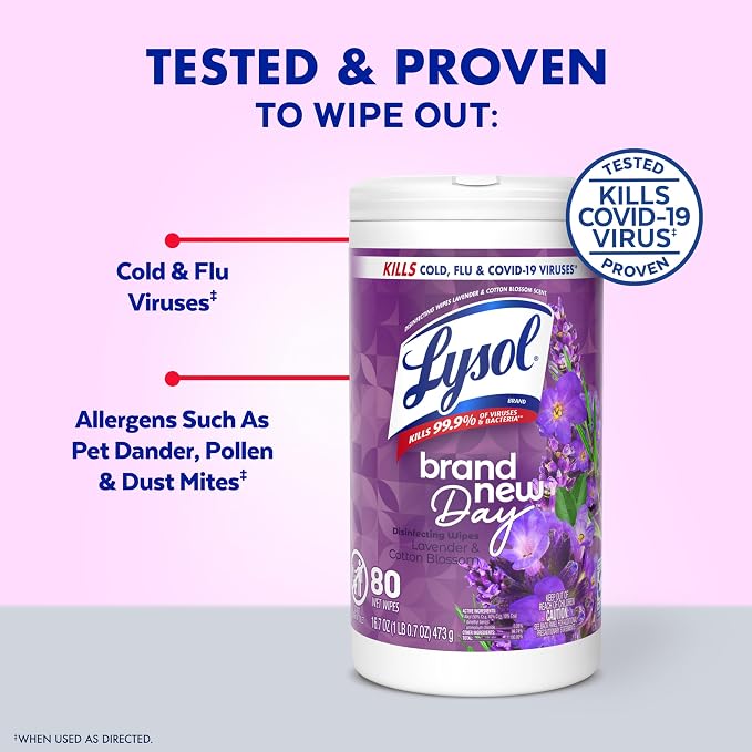 Lysol Disinfectant Wipes, Dorm Room Essentials, Cleaning Supplies - Image 2