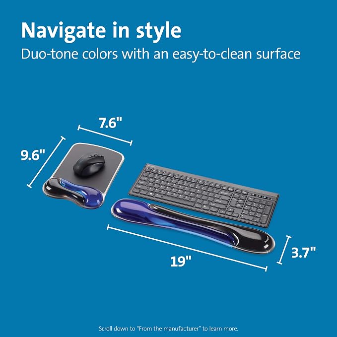 Kensington Duo Gel Mouse & Keyboard Wrist Rest Bundle Set, Ergonomic Keyboard - Image 2
