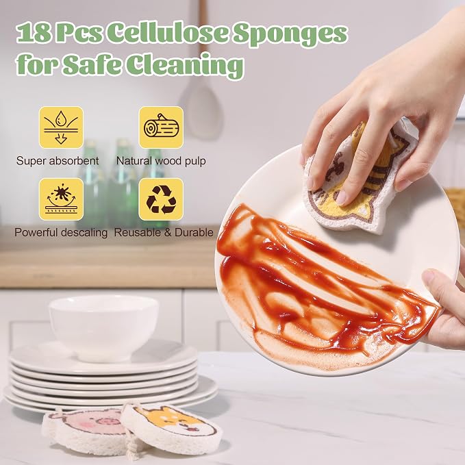 JOYMOOP Cartoon Kitchen Sponge, Non-Scratch Sponges - Image 2