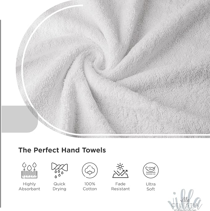 100% Cotton Hand Towel Set of 4, Sustainable, Highly Absorbent, Quick Drying - Image 3