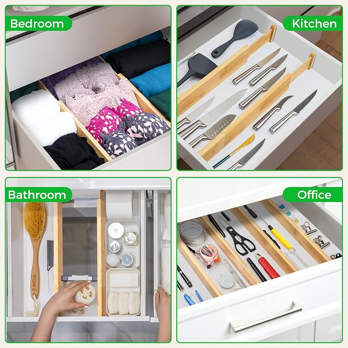 Bamboo Drawer Dividers Organizer - Image 6