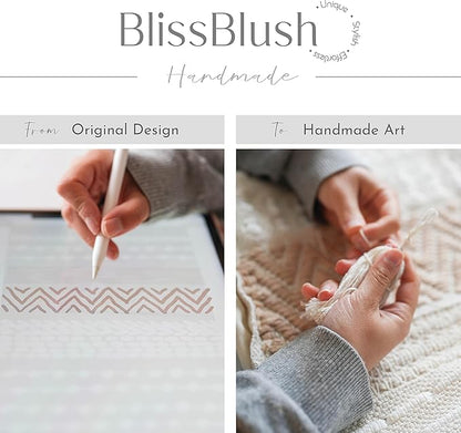 BlissBlush Coastal Blue Boho Decorative Throw Pillow Cover 22x22 Modern Bohemian Accent Pillow Case Square Woven Textured Farmhouse Pillows for Couch Bed (Pack of 1)