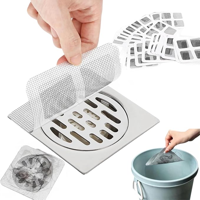 Disposable Disposable Hair Catcher Shower Drain Square Mesh Stickers, Upgrade by WangCai