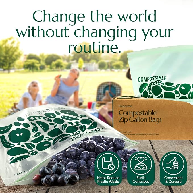 Cleanomic Compostable* Gallon Size Food Storage Bags Freezer and Leak Proof - Image 7