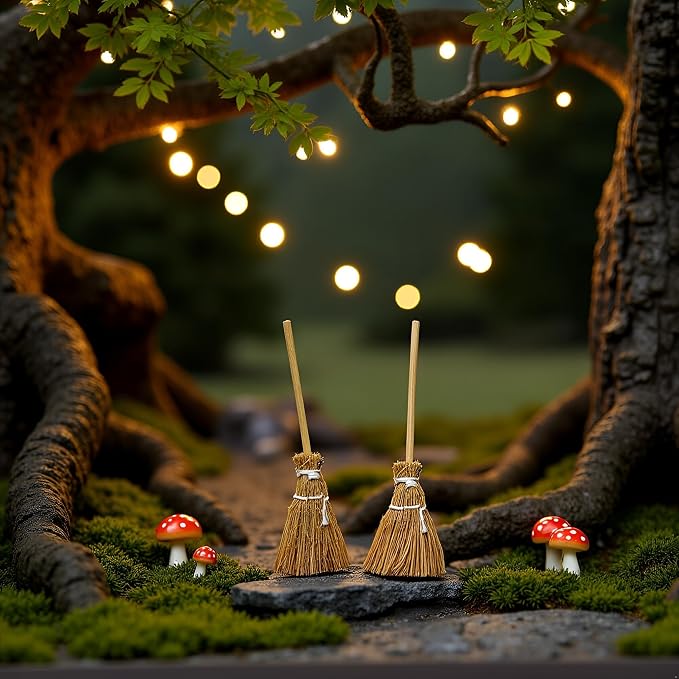 5Pcs Witch Broom, Miniature Broom Props Artificial Mini Broom Fairy Hopuse - Image 5