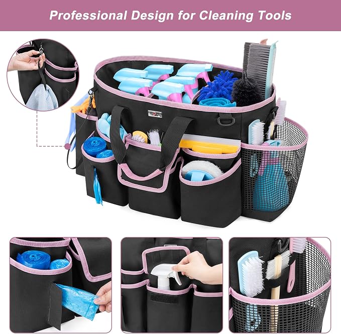 LoDrid Cleaning Caddy Bag with Handle and Shoulder Strap, Cleaning Supplies - Image 2