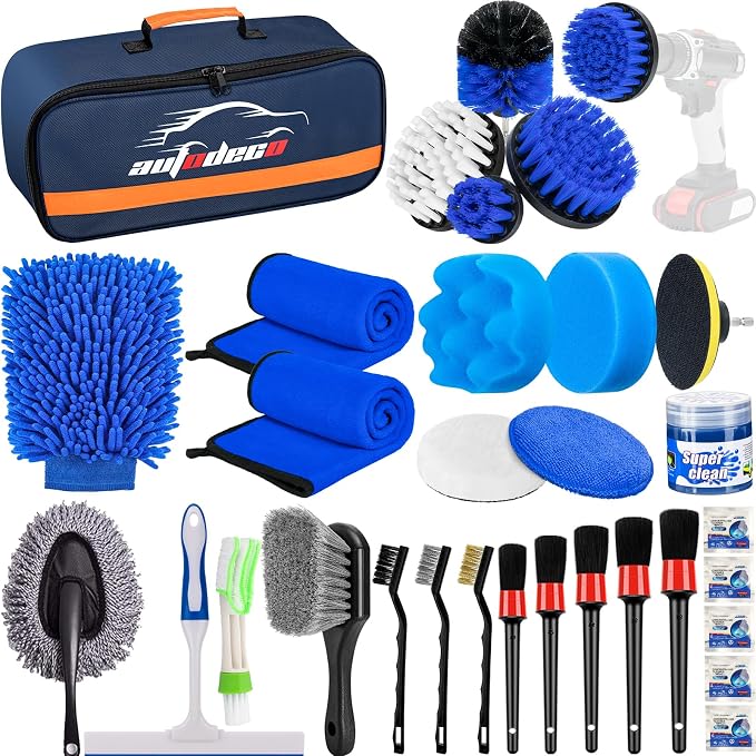 AUTODECO 31Pcs Car Detailing Brush Set, Car Detailing Kit, Auto Detailing Drill by AUTODECO