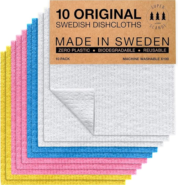SUPERSCANDI 10 Pack Swedish Dishcloths by SUPERSCANDI