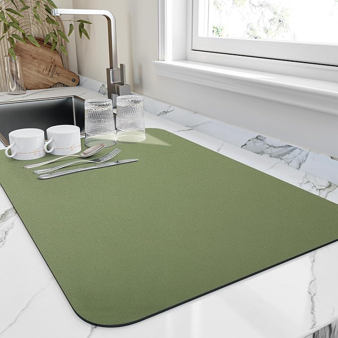 Dish Drying Mat for Kitchen Counter, Heat Resistant Drainer Mats by HotLive
