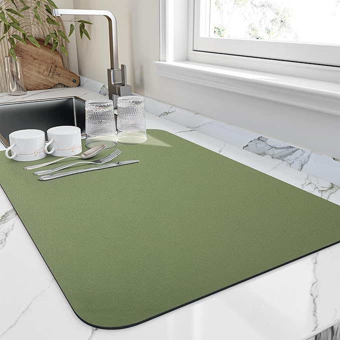 Dish Drying Mat for Kitchen Counter, Heat Resistant Drainer Mats by HotLive