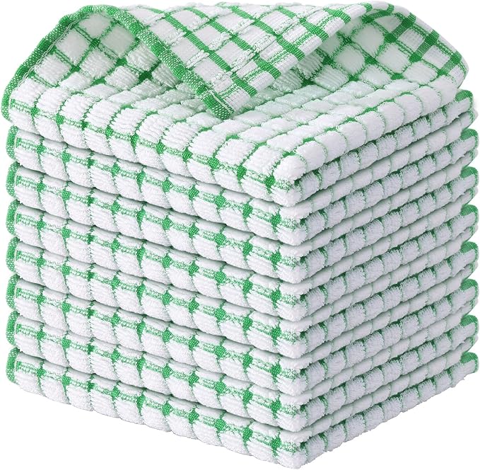 Kitinjoy Cotton 8 Pack Terry Kitchen Dish Cloths, 12 x 12 Inches Super Soft and by Kitinjoy