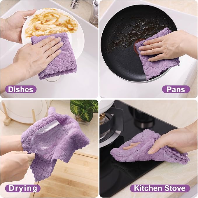 Homaxy 12 Pack Kitchen Cloths Dish Towels, Super Soft and Absorbent Dish Cloths - Image 4