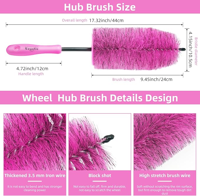 Wheel Cleaning Brush Hub Clean Tool and Rim Detailing Brush - Image 2
