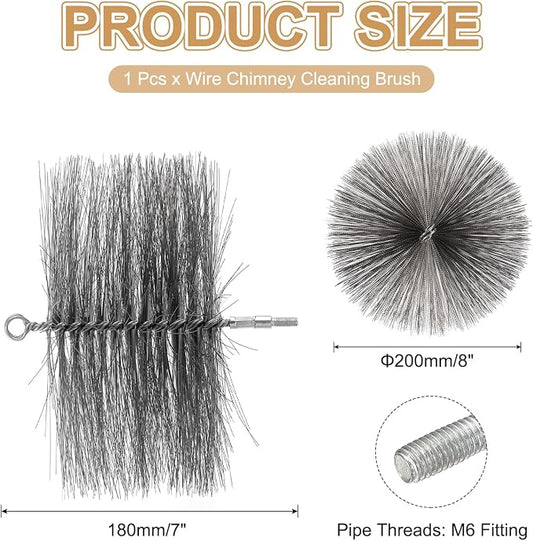 PATIKIL 8" Wire Chimney Cleaning Brush, Steel Round Chimney Sweep Brush - Image 2