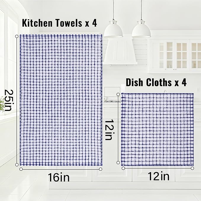 Homaxy Kitchen Towels and Dishcloths Set, 16 x 25 and 12 x 12 Inches, Super - Image 3