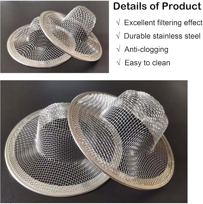 10PCS Mesh Sink Drain Strainer Bathroom, 2.75" Stainless Steel Slop Basket - Image 3