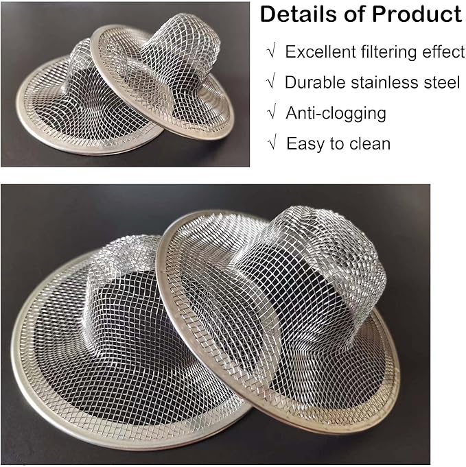 25PCS Bathroom Mesh Sink Drain Strainer, 2.75" & 2.125'' Stainless Steel Slop - Image 3