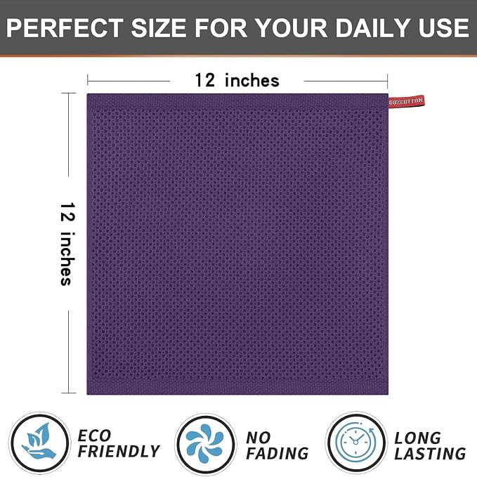 Kitinjoy 100% Cotton Kitchen Dish Cloths, 6 Pack Waffle Weave Ultra Soft - Image 4