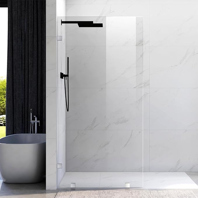 43" W ×80" H Shower Glass Panel, Frameless Fixed Glass Shower Panel by UNIKOOSHOWERDOOR