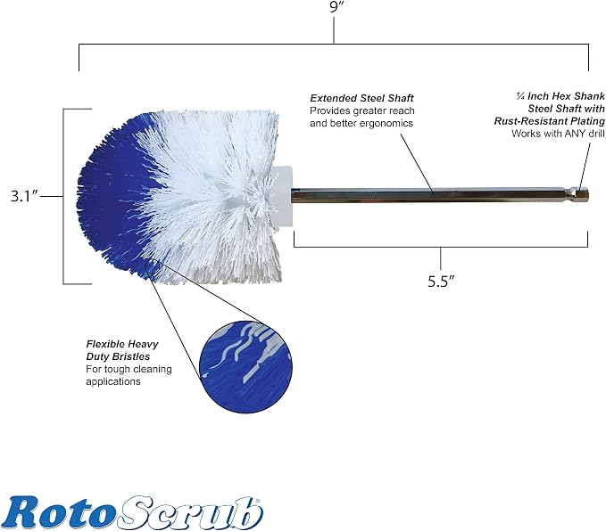 RotoScrub Long Reach Drill Brush Attachment, All Purpose - Image 2