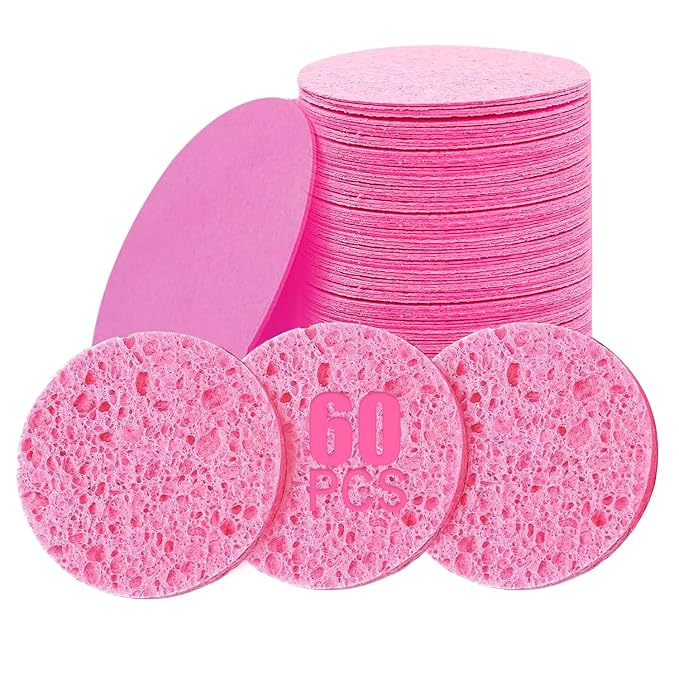 60-Count Compressed Facial Sponges Natural Cellulose by Unknown