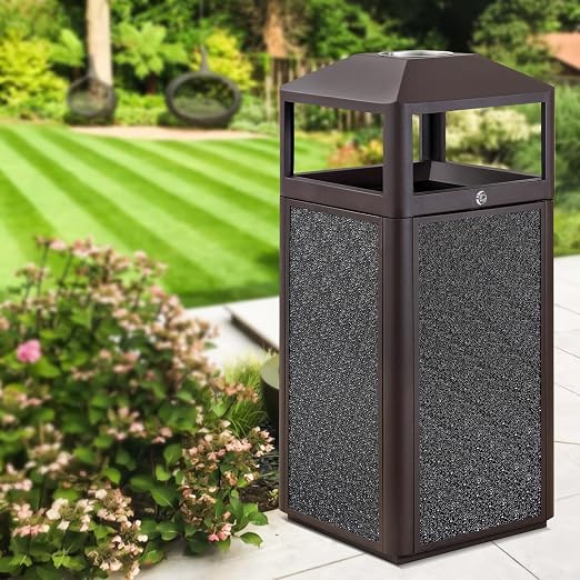 Square Waste Container with Dome Lid | Commercial Outdoor Garbage and Trash - Image 8