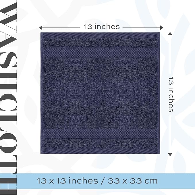 White Classic Luxury Cotton Washcloths 13x13 Inch - Image 4