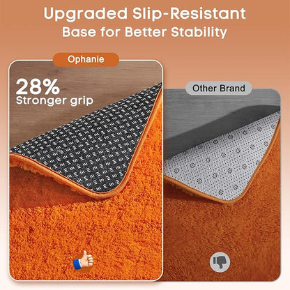 Ophanie Orange Fall Rugs for Bedroom Living Room, Fluffy Fuzzy Furry Carpet, Plush Soft Shaggy Bedside Indoor Floor 4x6 Area Rug for Kids Girls Boys Baby Teen Dorm Nursery Home Decor Aesthetic