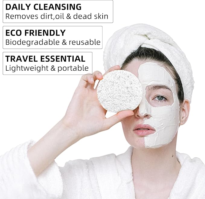 120-Count Compressed Facial Sponges|Kickleen100% Natural Cellulose Cosmetic Spa - Image 4