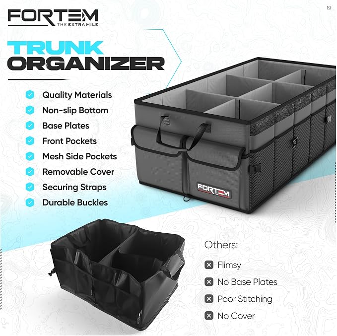 FORTEM Trunk Organizer For SUV Car Trunk Organizer, Foldable Storage, Car - Image 7
