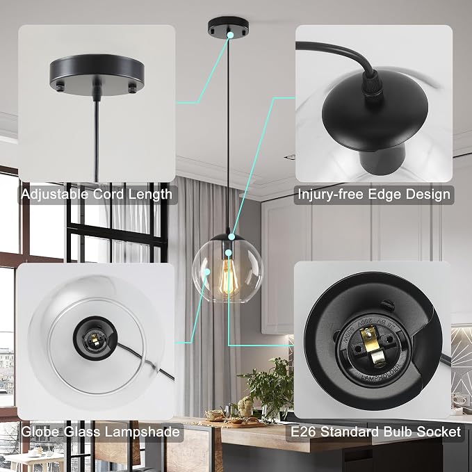 Globe Pendant Light, Modern Hanging Lighting Fixture, Classic Cluster Chandelier - Image 4