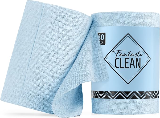 Fantasticlean Microfiber Cleaning Cloth Roll -60 Pack, Tear Away Paperless by Fantasticlean