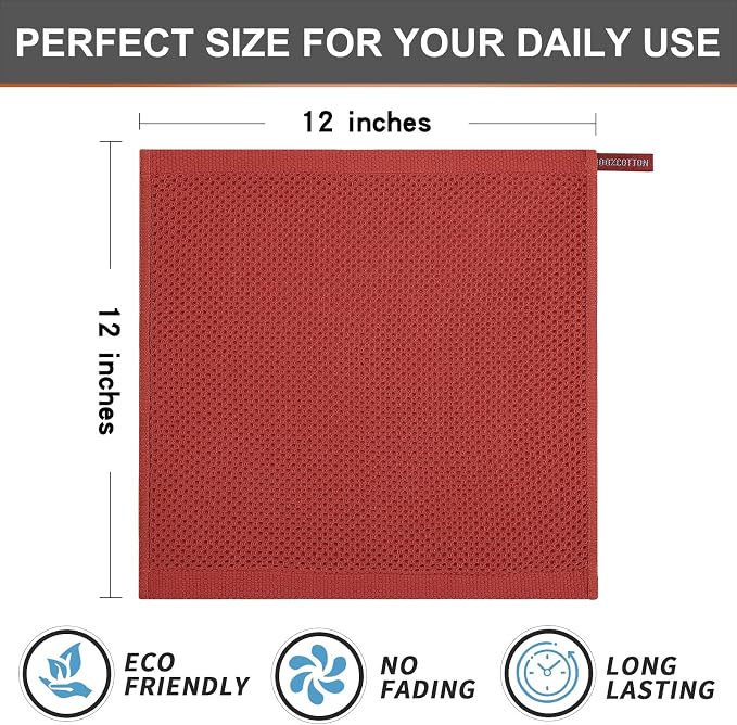 Kitinjoy 100% Cotton Kitchen Dish Cloths, 6 Pack Waffle Weave Ultra Soft - Image 5
