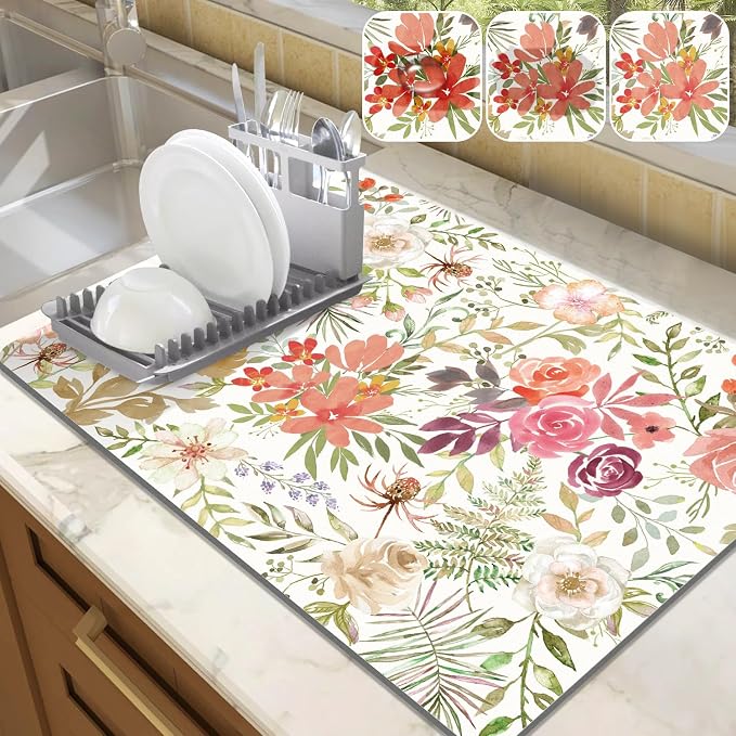 LOKHOM Dish Drying Mat for Kitchen Counter, Dish Drainer Rack Mat for Kitchen by LOKHOM