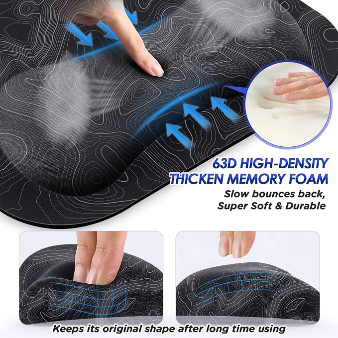Gimars Large Smooth Superfine Fibre Memory Foam Ergonomic Mouse Pad Wrist Rest - Image 4