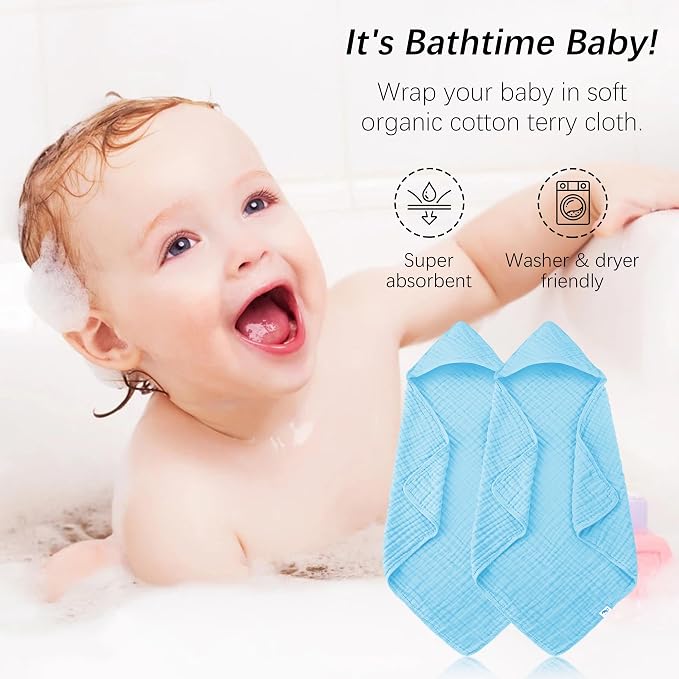 SWEET DOLPHIN Muslin Hooded Baby Bath Towels - Image 3