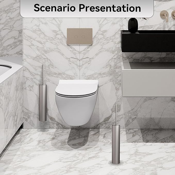 Wall Mounted Brushed Nickel Toilet Brush - Image 4