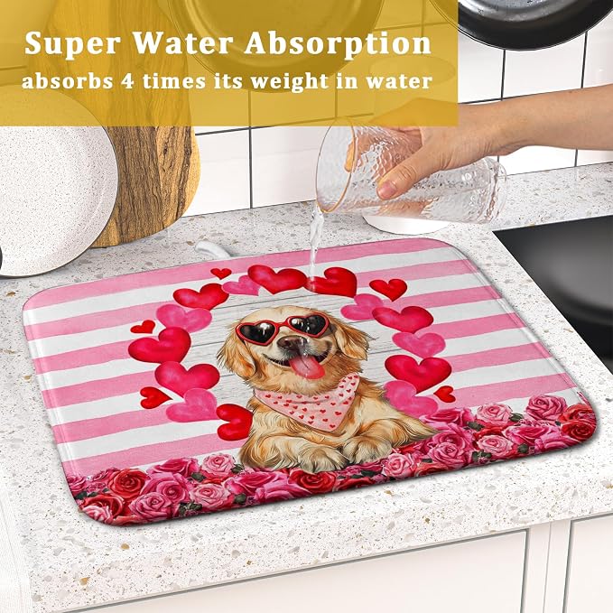 Valentine's Day Dog Dish Drying Mat - Image 7