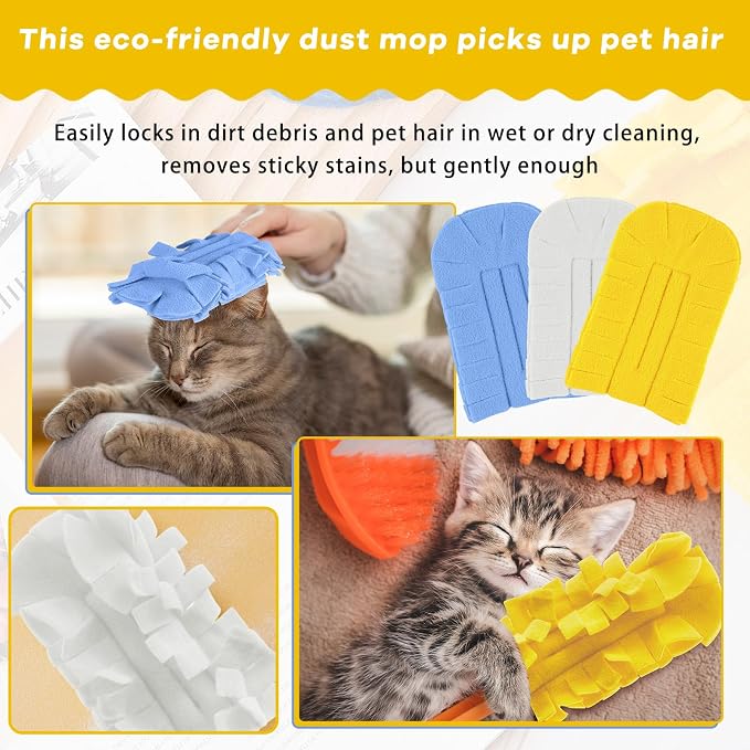 Zubebe 3 Pcs Duster Refill Reusable Fleece Duster Refills Feather Flat Dusters - Image 4