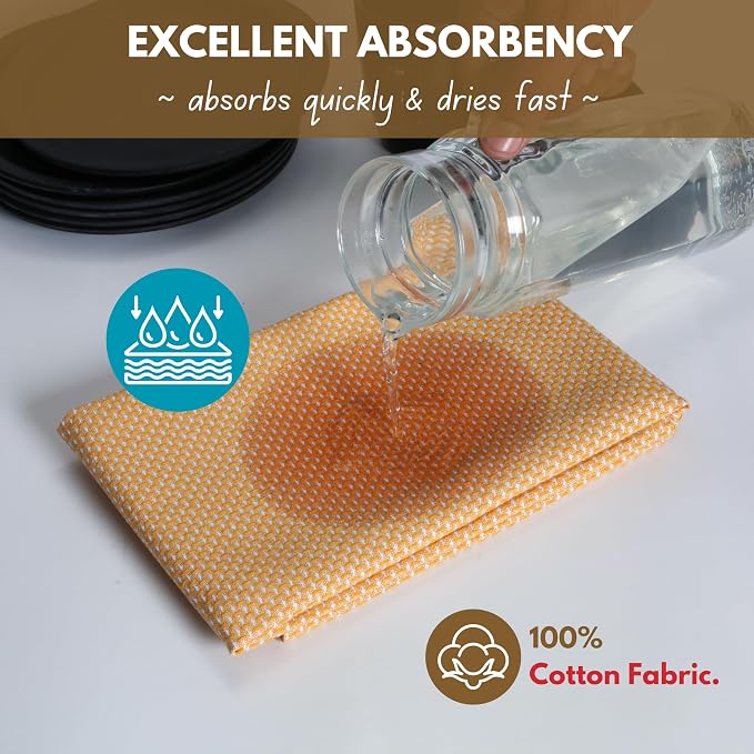 Native Fab 4 Pack Dotted Pattern Kitchen Dish Towels Cotton Super Absorbent - Image 2