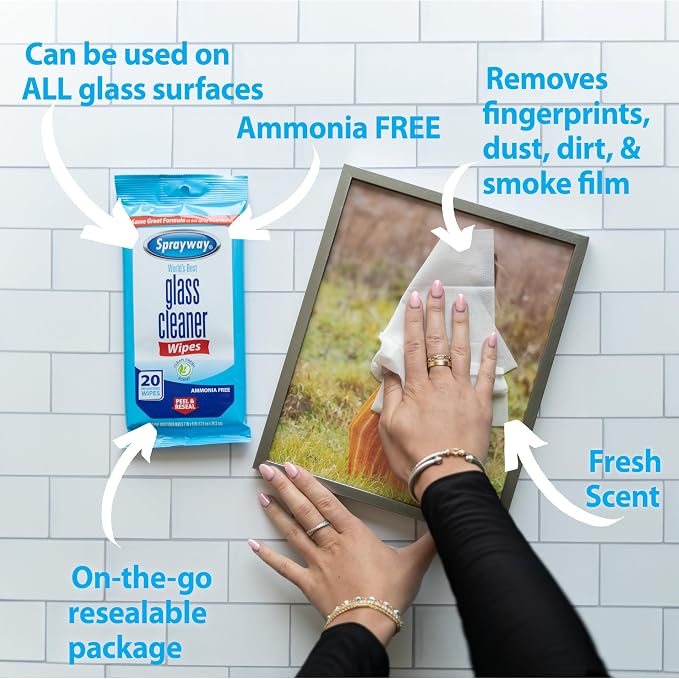 Sprayway Glass Cleaner Wipes, Pre-Moistened | Original Ammonia-Free Formula | - Image 4