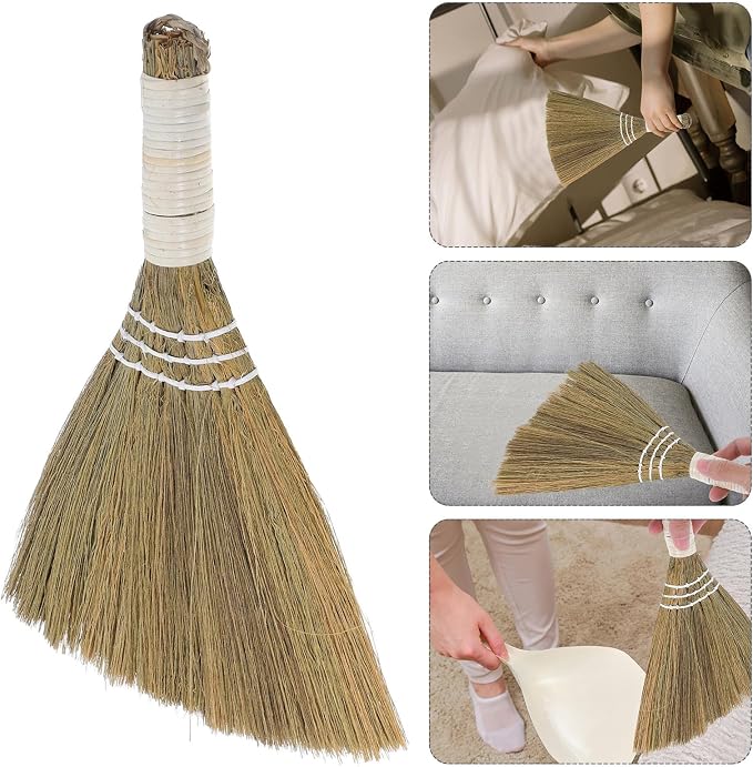 NUOBESTY Small Hand Broom Corn Whisk Broom 20x28cm White Handle Straw Household - Image 9