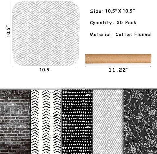 25 Pack Reusable Tissue Paperless Towel Roll Washable Cotton - Image 2