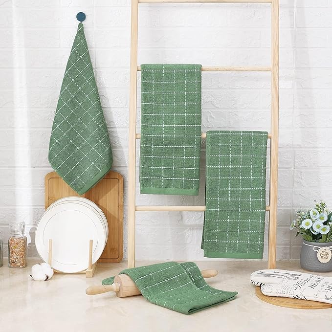 Homaxy 100% Cotton Terry Kitchen Towels, Checkered Designed, Soft and Super - Image 7