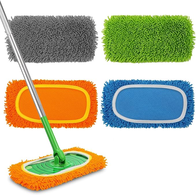 Set of 4 Reusable Microfiber Mop Pads Compatible by MEETI