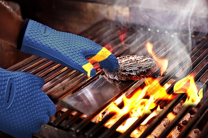 KITCHEN PERFECTION XL Silicone Smoker Oven Gloves-Extreme Heat Resistant BBQ - Image 8