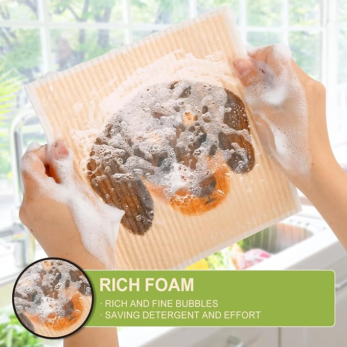 Swedish Dishcloths for Kitchen Reusable 6 Pack Kitchen Towels No Odor - Image 6