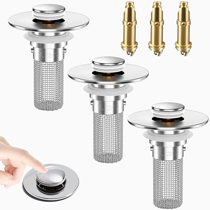 Bathroom Sink Drain Strainer, Pop-Up Bathroom Sink Stopper by YourSimplifiedHome