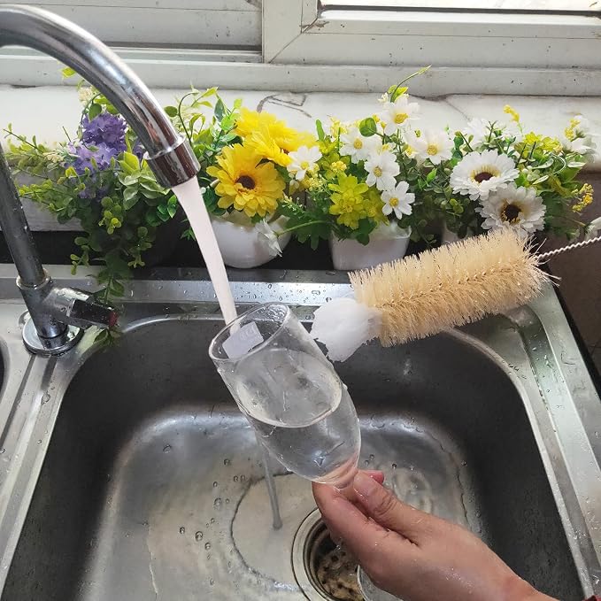 NewFerU Stainless Steel Soda Bottle Cleaning Brush in Natural Boar Bristle Wool - Image 7