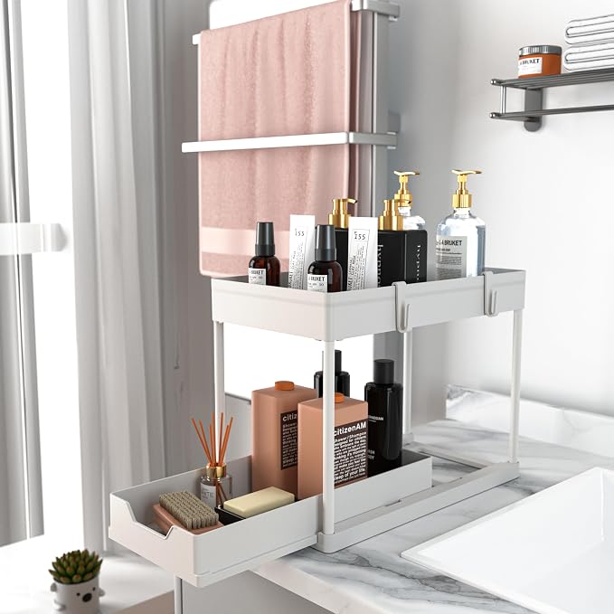 2 Pack Under Sink Organizer, 2 Tier Bathroom Cabinet Organizer - Image 6